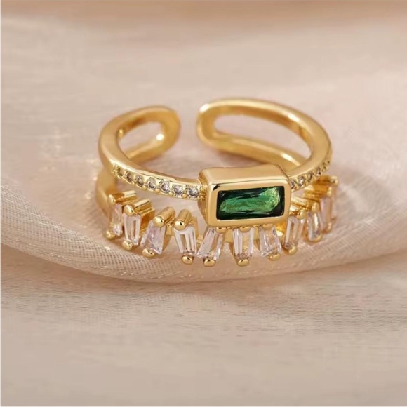 Luxe Malachite Green Adjustable Gold Ring - Picture 5 of 7